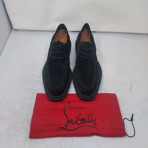 Christian Louboutin MENS Black Our Georges L Suede Lace Up Shoe main image 4